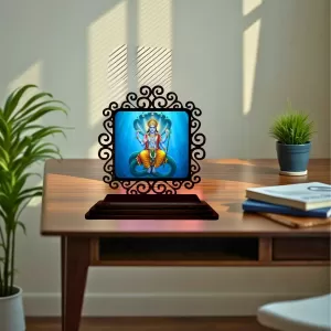 Car Desk/Table Top Lord Vishnu Wooden Photo Stand 3x4 Inches, Compact & Stylish Spiritual Display For Car, Home & Office (Pack Of 1) (F19885) Car Desk/Table Top Lord Vishnu Wooden Photo Stand 3x4 Inches, Compact & Stylish Spiritual Display For Car, Home & Office (Pack Of 1) (F19885)