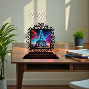 Car Desk/Table Top Beautiful Church Wooden Photo Stand 3x4 Inches, Compact & Stylish Spiritual Display For Car, Home & Office (Pack Of 1) (F19889) Car Desk/Table Top Beautiful Church Wooden Photo Stand 3x4 Inches, Compact & Stylish Spiritual Display For Car, Home & Office (Pack Of 1) (F19889)