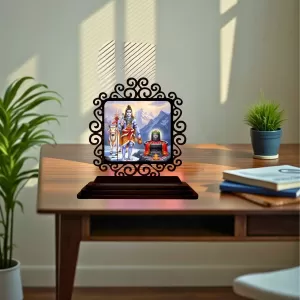 Car Desk/Table Top Lord Shiva And Lingam Wooden Photo Stand 3x4 Inches, Compact & Stylish Spiritual Display For Car, Home & Office (Pack Of 1) (F19891) Car Desk/Table Top Lord Shiva And Lingam Wooden Photo Stand 3x4 Inches, Compact & Stylish Spiritual Display For Car, Home & Office (Pack Of 1) (F19891)