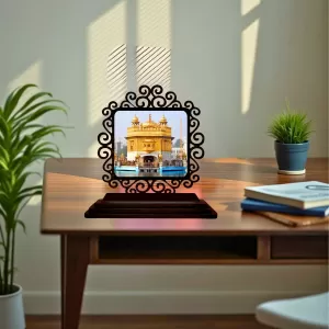 Car Desk/Table Top Golden Temple Wooden Photo Stand 3x4 Inches, Compact & Stylish Spiritual Display For Car, Home & Office (Pack Of 1) (F19893) Car Desk/Table Top Golden Temple Wooden Photo Stand 3x4 Inches, Compact & Stylish Spiritual Display For Car, Home & Office (Pack Of 1) (F19893)