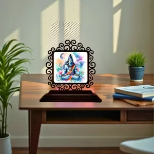 Car Desk/Table Top Lord Shiva Wooden Photo Stand 3x4 Inches, Compact & Stylish Spiritual Display For Car, Home & Office (Pack Of 1) (F19898) Car Desk/Table Top Lord Shiva Wooden Photo Stand 3x4 Inches, Compact & Stylish Spiritual Display For Car, Home & Office (Pack Of 1) (F19898)