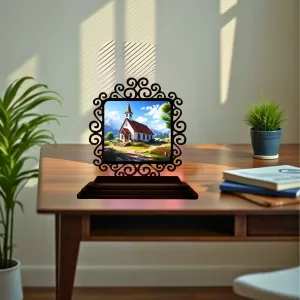 Car Desk/Table Top Beautiful Church Wooden Photo Stand 3x4 Inches, Compact & Stylish Spiritual Display For Car, Home & Office (Pack Of 1) (F19903) Car Desk/Table Top Beautiful Church Wooden Photo Stand 3x4 Inches, Compact & Stylish Spiritual Display For Car, Home & Office (Pack Of 1) (F19903)