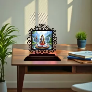 Car Desk/Table Top Lord Shiva Wooden Photo Stand 3x4 Inches, Compact & Stylish Spiritual Display For Car, Home & Office (Pack Of 1) (F19905) Car Desk/Table Top Lord Shiva Wooden Photo Stand 3x4 Inches, Compact & Stylish Spiritual Display For Car, Home & Office (Pack Of 1) (F19905)