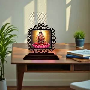 Car Desk/Table Top Goddess Lakshmi Wooden Photo Stand 3x4 Inches, Compact & Stylish Spiritual Display For Car, Home & Office (Pack Of 1) (F19908) Car Desk/Table Top Goddess Lakshmi Wooden Photo Stand 3x4 Inches, Compact & Stylish Spiritual Display For Car, Home & Office (Pack Of 1) (F19908)