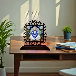Car Desk/Table Top Khatu Shyam Wooden Photo Stand 3x4 Inches, Compact & Stylish Spiritual Display For Car, Home & Office (Pack Of 1) (F19915) Car Desk/Table Top Khatu Shyam Wooden Photo Stand 3x4 Inches, Compact & Stylish Spiritual Display For Car, Home & Office (Pack Of 1) (F19915)