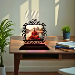 Car Desk/Table Top Swami Vivekananda Wooden Photo Stand 3x4 Inches, Compact & Stylish Spiritual Display For Car, Home & Office (Pack Of 1) (F19921) Car Desk/Table Top Swami Vivekananda Wooden Photo Stand 3x4 Inches, Compact & Stylish Spiritual Display For Car, Home & Office (Pack Of 1) (F19921)