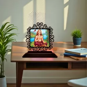 Car Desk/Table Top Adhi Shankaracharya Wooden Photo Stand 3x4 Inches, Compact & Stylish Spiritual Display For Car, Home & Office (Pack Of 1) (F19925) Car Desk/Table Top Adhi Shankaracharya Wooden Photo Stand 3x4 Inches, Compact & Stylish Spiritual Display For Car, Home & Office (Pack Of 1) (F19925)