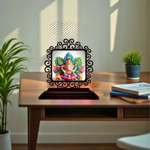 Car Desk/Table Top Lord Ganesha Wooden Photo Stand 3x4 Inches, Compact & Stylish Spiritual Display For Car, Home & Office (Pack Of 1) (F19929) Car Desk/Table Top Lord Ganesha Wooden Photo Stand 3x4 Inches, Compact & Stylish Spiritual Display For Car, Home & Office (Pack Of 1) (F19929)