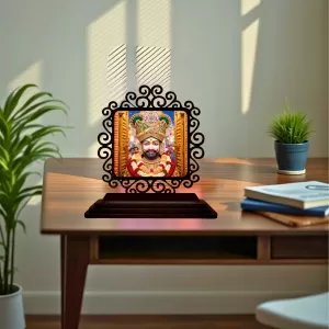 Car Desk/Table Top Khatu Shyam Wooden Photo Stand 3x4 Inches, Compact & Stylish Spiritual Display For Car, Home & Office (Pack Of 1) (F19942) Car Desk/Table Top Khatu Shyam Wooden Photo Stand 3x4 Inches, Compact & Stylish Spiritual Display For Car, Home & Office (Pack Of 1) (F19942)