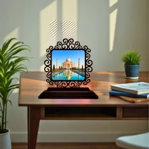 Car Desk/Table Top Beautiful Tajmahal Wooden Photo Stand 3x4 Inches, Compact & Stylish Spiritual Display For Car, Home & Office (Pack Of 1) (F19953) Car Desk/Table Top Beautiful Tajmahal Wooden Photo Stand 3x4 Inches, Compact & Stylish Spiritual Display For Car, Home & Office (Pack Of 1) (F19953)