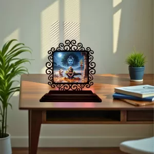Car Desk/Table Top Lord Shiva And Lingam Wooden Photo Stand 3x4 Inches, Compact & Stylish Spiritual Display For Car, Home & Office (Pack Of 1) (F19959) Car Desk/Table Top Lord Shiva And Lingam Wooden Photo Stand 3x4 Inches, Compact & Stylish Spiritual Display For Car, Home & Office (Pack Of 1) (F19959)