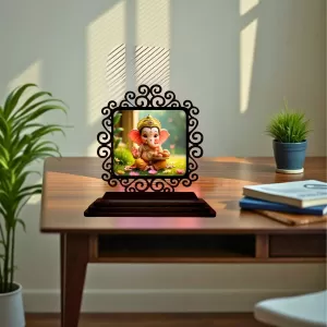 Car Desk/Table Top Lord Ganesha Wooden Photo Stand 3x4 Inches, Compact & Stylish Spiritual Display For Car, Home & Office (Pack Of 1) (F19963) Car Desk/Table Top Lord Ganesha Wooden Photo Stand 3x4 Inches, Compact & Stylish Spiritual Display For Car, Home & Office (Pack Of 1) (F19963)