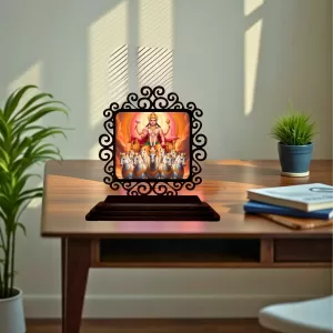Car Desk/Table Top Surya Dev Wooden Photo Stand 3x4 Inches, Compact & Stylish Spiritual Display For Car, Home & Office (Pack Of 1) (F19978) Car Desk/Table Top Surya Dev Wooden Photo Stand 3x4 Inches, Compact & Stylish Spiritual Display For Car, Home & Office (Pack Of 1) (F19978)