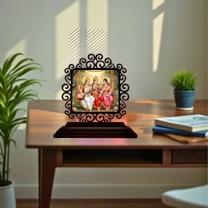 Car Desk/Table Top Lakshmi And Parvathi And Saraswathi Wooden Photo Stand 3x4 Inches, Compact & Stylish Spiritual Display For Car, Home & Office (Pack Of 1) (F19980) Car Desk/Table Top Lakshmi And Parvathi And Saraswathi Wooden Photo Stand 3x4 Inches, Compact & Stylish Spiritual Display For Car, Home & Office (Pack Of 1) (F19980)