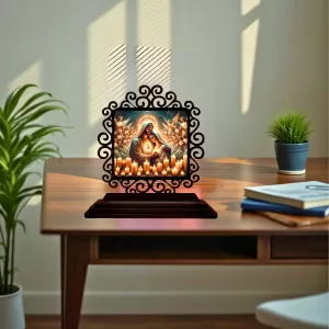 Car Desk/Table Top Lord Jesus Wooden Photo Stand 3x4 Inches, Compact & Stylish Spiritual Display For Car, Home & Office (Pack Of 1) (F19986) Car Desk/Table Top Lord Jesus Wooden Photo Stand 3x4 Inches, Compact & Stylish Spiritual Display For Car, Home & Office (Pack Of 1) (F19986)