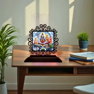 Car Desk/Table Top Lord Shiva And Parvathi Wooden Photo Stand 3x4 Inches, Compact & Stylish Spiritual Display For Car, Home & Office (Pack Of 1) (F20003) Car Desk/Table Top Lord Shiva And Parvathi Wooden Photo Stand 3x4 Inches, Compact & Stylish Spiritual Display For Car, Home & Office (Pack Of 1) (F20003)