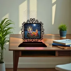 Car Desk/Table Top Lord Vishnu And Lakshmi Wooden Photo Stand 3x4 Inches, Compact & Stylish Spiritual Display For Car, Home & Office (Pack Of 1) (F20005) Car Desk/Table Top Lord Vishnu And Lakshmi Wooden Photo Stand 3x4 Inches, Compact & Stylish Spiritual Display For Car, Home & Office (Pack Of 1) (F20005)