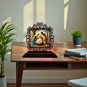 Car Desk/Table Top Jesus And Merry Wooden Photo Stand 3x4 Inches, Compact & Stylish Spiritual Display For Car, Home & Office (Pack Of 1) (F20021) Car Desk/Table Top Jesus And Merry Wooden Photo Stand 3x4 Inches, Compact & Stylish Spiritual Display For Car, Home & Office (Pack Of 1) (F20021)