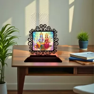 Car Desk/Table Top Lord Vishnu And Lakshmi Wooden Photo Stand 3x4 Inches, Compact & Stylish Spiritual Display For Car, Home & Office (Pack Of 1) (F20029) Car Desk/Table Top Lord Vishnu And Lakshmi Wooden Photo Stand 3x4 Inches, Compact & Stylish Spiritual Display For Car, Home & Office (Pack Of 1) (F20029)