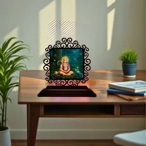 Car Desk/Table Top Lord Hanuman Wooden Photo Stand 3x4 Inches, Compact & Stylish Spiritual Display For Car, Home & Office (Pack Of 1) (F20032) Car Desk/Table Top Lord Hanuman Wooden Photo Stand 3x4 Inches, Compact & Stylish Spiritual Display For Car, Home & Office (Pack Of 1) (F20032)