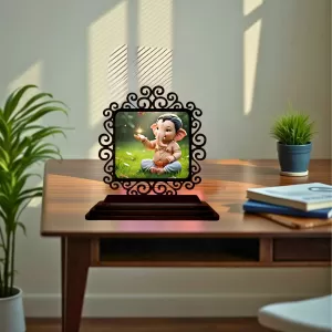 Car Desk/Table Top Lord Ganesha Wooden Photo Stand 3x4 Inches, Compact & Stylish Spiritual Display For Car, Home & Office (Pack Of 1) (F20034) Car Desk/Table Top Lord Ganesha Wooden Photo Stand 3x4 Inches, Compact & Stylish Spiritual Display For Car, Home & Office (Pack Of 1) (F20034)