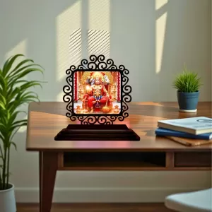 Car Desk/Table Top Lord Hanuman Wooden Photo Stand 3x4 Inches, Compact & Stylish Spiritual Display For Car, Home & Office (Pack Of 1) (F20035) Car Desk/Table Top Lord Hanuman Wooden Photo Stand 3x4 Inches, Compact & Stylish Spiritual Display For Car, Home & Office (Pack Of 1) (F20035)