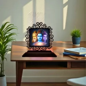 Car Desk/Table Top Bramha And Vishnu And Shiva Wooden Photo Stand 3x4 Inches, Compact & Stylish Spiritual Display For Car, Home & Office (Pack Of 1) (F20042) Car Desk/Table Top Bramha And Vishnu And Shiva Wooden Photo Stand 3x4 Inches, Compact & Stylish Spiritual Display For Car, Home & Office (Pack Of 1) (F20042)