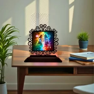 Car Desk/Table Top Bramha And Vishnu And Shiva Wooden Photo Stand 3x4 Inches, Compact & Stylish Spiritual Display For Car, Home & Office (Pack Of 1) (F20043) Car Desk/Table Top Bramha And Vishnu And Shiva Wooden Photo Stand 3x4 Inches, Compact & Stylish Spiritual Display For Car, Home & Office (Pack Of 1) (F20043)