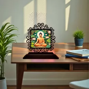 Car Desk/Table Top Serene Buddha Wooden Photo Stand 3x4 Inches, Compact & Stylish Spiritual Display For Car, Home & Office (Pack Of 1) (F20046) Car Desk/Table Top Serene Buddha Wooden Photo Stand 3x4 Inches, Compact & Stylish Spiritual Display For Car, Home & Office (Pack Of 1) (F20046)