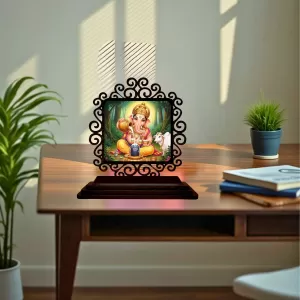 Car Desk/Table Top Lord Ganesha Wooden Photo Stand 3x4 Inches, Compact & Stylish Spiritual Display For Car, Home & Office (Pack Of 1) (F20049) Car Desk/Table Top Lord Ganesha Wooden Photo Stand 3x4 Inches, Compact & Stylish Spiritual Display For Car, Home & Office (Pack Of 1) (F20049)
