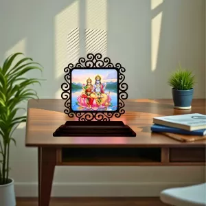 Car Desk/Table Top Lord Vishnu And Lakshmi Wooden Photo Stand 3x4 Inches, Compact & Stylish Spiritual Display For Car, Home & Office (Pack Of 1) (F20065) Car Desk/Table Top Lord Vishnu And Lakshmi Wooden Photo Stand 3x4 Inches, Compact & Stylish Spiritual Display For Car, Home & Office (Pack Of 1) (F20065)