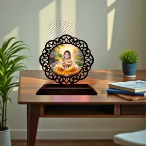 Car Desk/Table Top Goddess Radha Wooden Photo Stand 3x4 Inches, Compact & Stylish Spiritual Display For Car, Home & Office (Pack Of 1) (F21218) Car Desk/Table Top Goddess Radha Wooden Photo Stand 3x4 Inches, Compact & Stylish Spiritual Display For Car, Home & Office (Pack Of 1) (F21218)