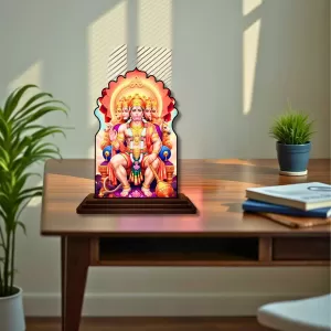 Car Dashboard/Table Top Lord Hanuman Wooden Temple Photo Stand  3x4 Inches, Compact & Stylish Spiritual Display For Car, Home & Office (Pack Of 1) (F22463)