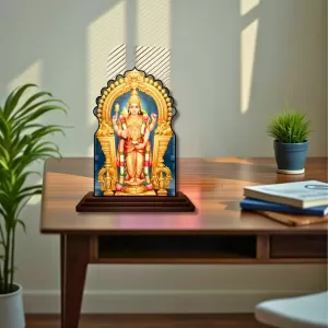 Car Dashboard/Table Top Thiruchendur Murugan Wooden Temple Photo Stand 3x4 Inches, Compact & Stylish Spiritual Display For Car, Home & Office (Pack Of 1) (F22465) Car Dashboard/Table Top Thiruchendur Murugan Wooden Temple Photo Stand 3x4 Inches, Compact & Stylish Spiritual Display For Car, Home & Office (Pack Of 1) (F22465)