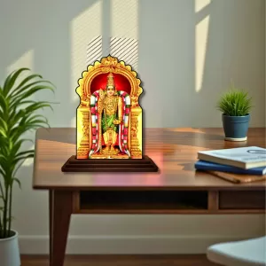 Car Dashboard/Table Top Lord Murugan Wooden Temple Photo Stand 3x4 Inches, Compact & Stylish Spiritual Display For Car, Home & Office (Pack Of 1) (F22468) Car Dashboard/Table Top Lord Murugan Wooden Temple Photo Stand 3x4 Inches, Compact & Stylish Spiritual Display For Car, Home & Office (Pack Of 1) (F22468)