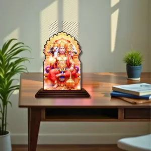 Car Dashboard/Table Top Lord Hanuaman Wooden Temple Photo Stand  3x4 Inches, Compact & Stylish Spiritual Display For Car, Home & Office (Pack Of 1) (F22471)