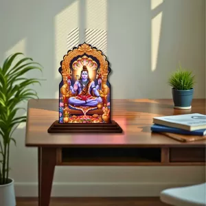 Car Dashboard/Table Top Lord Shiva Wooden Temple Photo Stand  3x4 Inches, Compact & Stylish Spiritual Display For Car, Home & Office (Pack Of 1) (F22472)