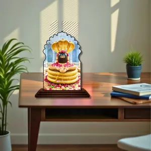 Car Dashboard/Table Top Jyothirlingam Wooden Temple Photo Stand  3x4 Inches, Compact & Stylish Spiritual Display For Car, Home & Office (Pack Of 1) (F22473)