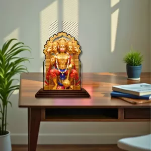 Car Dashboard/Table Top Lord Hanuman Wooden Temple Photo Stand  3x4 Inches, Compact & Stylish Spiritual Display For Car, Home & Office (Pack Of 1) (F22475)