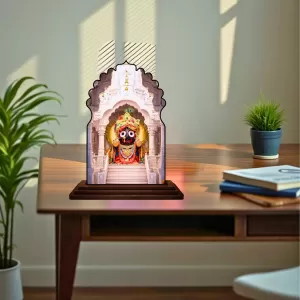 Car Dashboard/Table Top Lord Jagannath Wooden Temple Photo Stand  3x4 Inches, Compact & Stylish Spiritual Display For Car, Home & Office (Pack Of 1) (F22476)