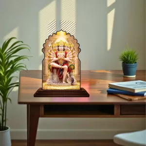 Car Dashboard/Table Top Lord Hanuman Wooden Temple Photo Stand  3x4 Inches, Compact & Stylish Spiritual Display For Car, Home & Office (Pack Of 1) (F22478)