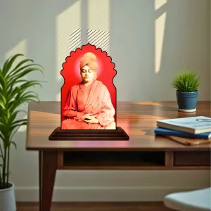 Car Dashboard/Table Top Swami Vivekananda Wooden Temple Photo Stand 3x4 Inches, Compact & Stylish Spiritual Display For Car, Home & Office (Pack Of 1) (F22480) Car Dashboard/Table Top Swami Vivekananda Wooden Temple Photo Stand 3x4 Inches, Compact & Stylish Spiritual Display For Car, Home & Office (Pack Of 1) (F22480)