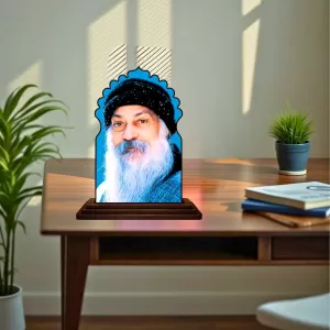 Car Dashboard/Table Top Osho Wooden Temple Photo Stand  3x4 Inches, Compact & Stylish Spiritual Display For Car, Home & Office (Pack Of 1) (F22481)