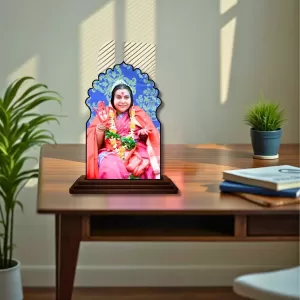 Car Dashboard/Table Top Shri Mataji Nirmala Devi Wooden Temple Photo Stand 3x4 Inches, Compact & Stylish Spiritual Display For Car, Home & Office (Pack Of 1) (F22490) Car Dashboard/Table Top Shri Mataji Nirmala Devi Wooden Temple Photo Stand 3x4 Inches, Compact & Stylish Spiritual Display For Car, Home & Office (Pack Of 1) (F22490)