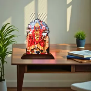 Car Dashboard/Table Top Goddess Kali Wooden Temple Photo Stand  3x4 Inches, Compact & Stylish Spiritual Display For Car, Home & Office (Pack Of 1) (F22500)