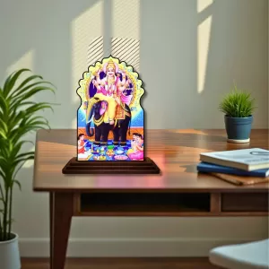 Car Dashboard/Table Top Vishwakarma Wooden Temple Photo Stand  3x4 Inches, Compact & Stylish Spiritual Display For Car, Home & Office (Pack Of 1) (F22502)