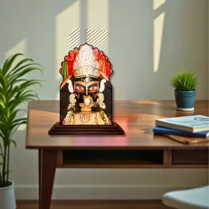 Car Dashboard/Table Top Goddess Kali Wooden Temple Photo Stand  3x4 Inches, Compact & Stylish Spiritual Display For Car, Home & Office (Pack Of 1) (F22504)