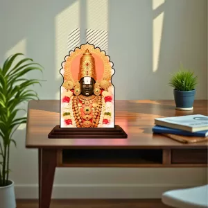 Car Dashboard/Table Top Lord Balaji Wooden Temple Photo Stand  3x4 Inches, Compact & Stylish Spiritual Display For Car, Home & Office (Pack Of 1) (F22506)
