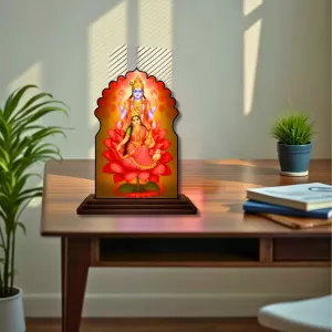 Car Dashboard/Table Top Lord Vishnu Lakshmi Wooden Temple Photo Stand 3x4 Inches, Compact & Stylish Spiritual Display For Car, Home & Office (Pack Of 1) (F22507) Car Dashboard/Table Top Lord Vishnu Lakshmi Wooden Temple Photo Stand 3x4 Inches, Compact & Stylish Spiritual Display For Car, Home & Office (Pack Of 1) (F22507)