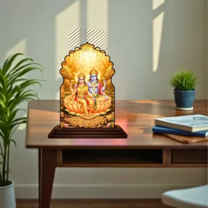 Car Dashboard/Table Top Lord Vishnu Lakshmi Wooden Temple Photo Stand 3x4 Inches, Compact & Stylish Spiritual Display For Car, Home & Office (Pack Of 1) (F22508) Car Dashboard/Table Top Lord Vishnu Lakshmi Wooden Temple Photo Stand 3x4 Inches, Compact & Stylish Spiritual Display For Car, Home & Office (Pack Of 1) (F22508)